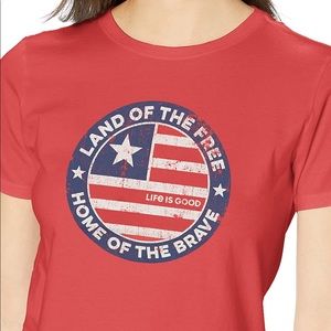 NWT Life Is Good Land Of The Free Red Crusher Tee
